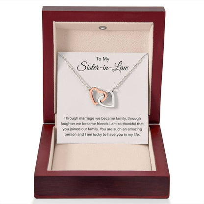To My Sister In Law - Interlocking Hearts Necklace - Sister In Law Gift - Personalize Memories