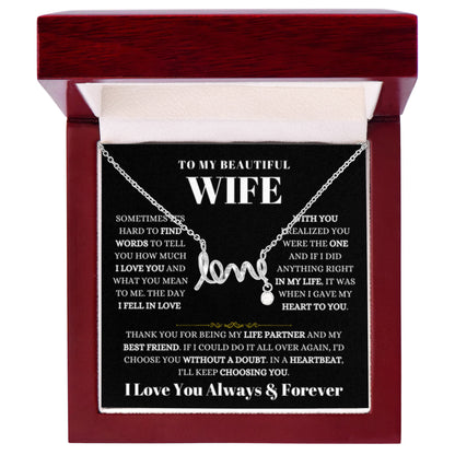 To My Wife Necklace - Special Jewelry Gift from Husband for Birthday, Christmas & Valentine’s Day - Scripted Love Necklace - Personalize Memories