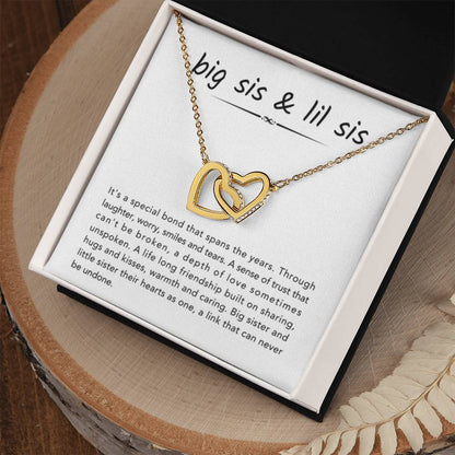 Big Sister & Little Sister Necklace - It's a special bond that spans the years - Gift for Sister - Interlocking Hearts Necklace