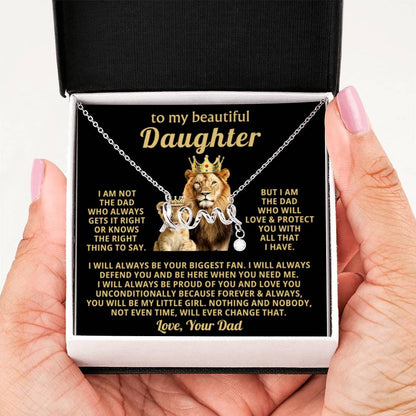 To My Beautiful Daughter Necklace - I will always be your biggest fan - Gift for Daughter from Dad - Scripted Love Necklace - Personalize Memories
