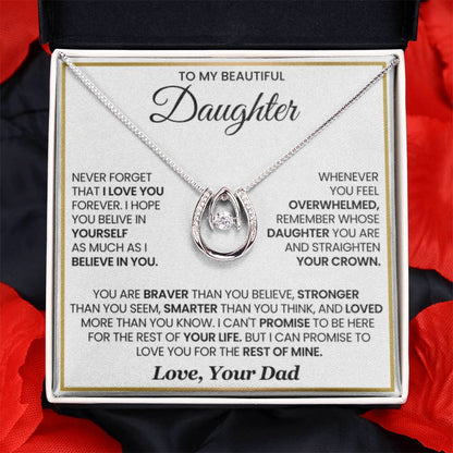To My Daughter Necklace - Heartwarming Gift from Dad for Daughter’s Birthday & Meaningful Achievements - Lucky In Love Necklace - Personalize Memories