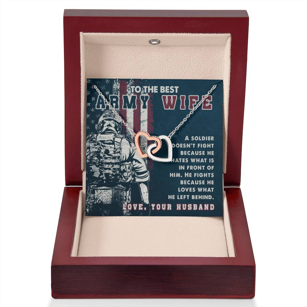 To The Best Army Wife Interlocking Hearts Necklace from Husband - Personalize Memories