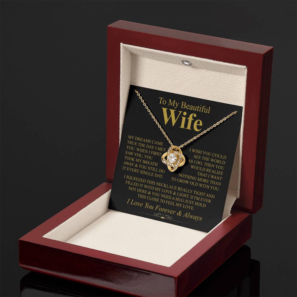 To My Beautiful Wife - I Love You Forever & Always - Love Knot Necklace Gift for Her - Personalize Memories