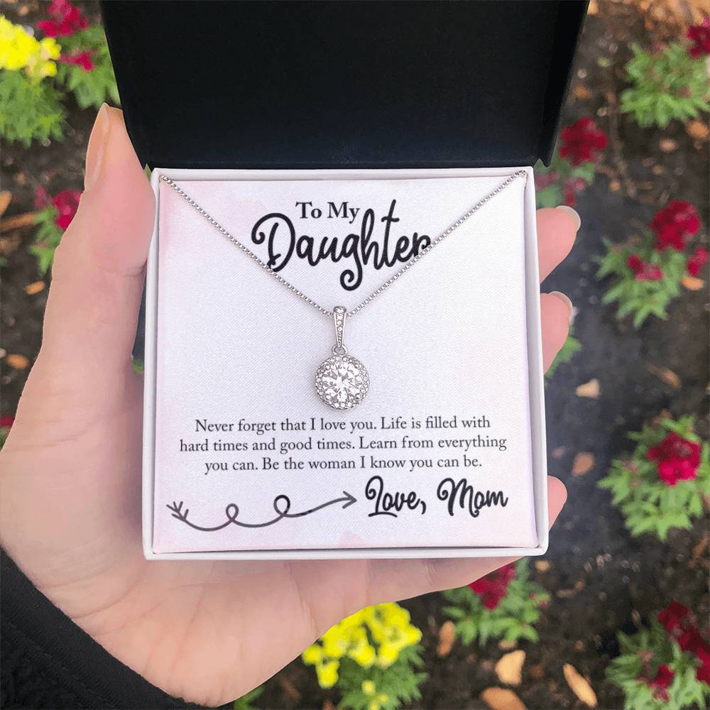 To My Daughter Necklace - Proud Mom to Daughter Jewelry for Birthday, Graduation & Special Celebrations - Eternal Hope Necklace - Personalize Memories