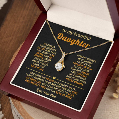 To My Daughter Necklace – Daughter Gift for Birthday Graduation Achievements – Alluring Beauty Necklace - Personalize Memories
