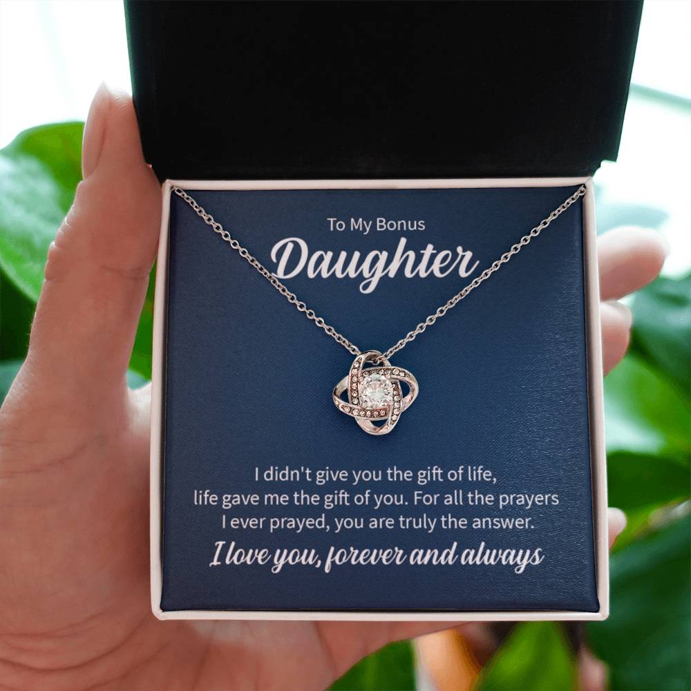 To My Bonus Daughter Necklace – Daughter Gift for Birthday, Graduation Achievements – Love Knot Necklace - Personalize Memories
