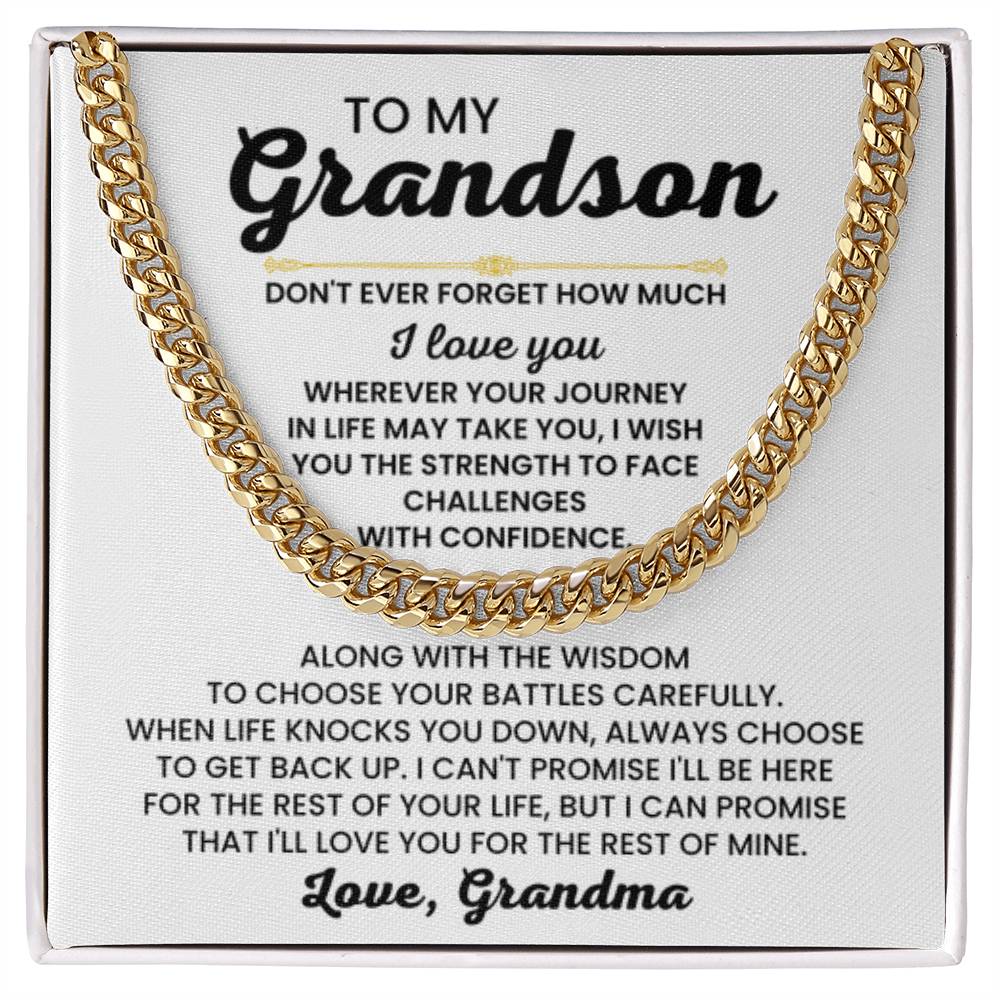 To My Grandson Necklace – Grandson Gift from Grandma – Cuban Link Chain - Personalize Memories