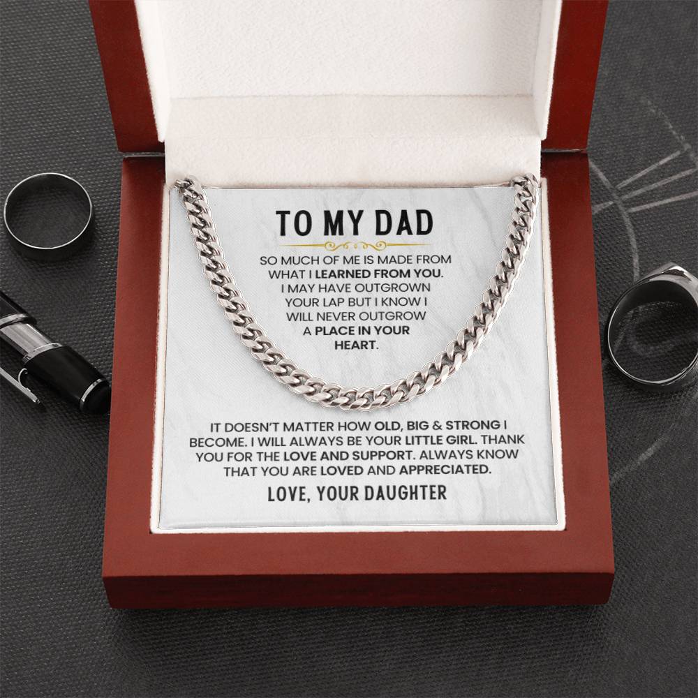 Dad Gift from Daughter - I Will Always Be Your Little Girl - Cuban Link Chain - Personalize Memories