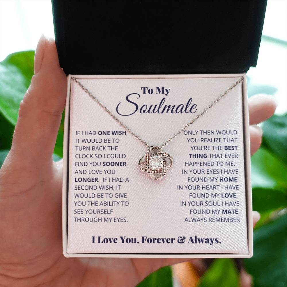 To My Soulmate Necklace - Gift for Celebrating Love on Valentine’s Day & Special Days - Love Knot Necklace - Personalize Memories