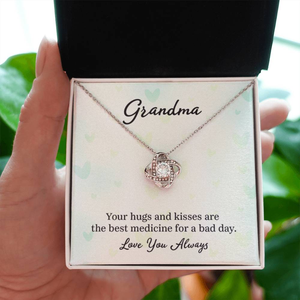 Gift for Grandma - Your Hugs and Kisses Grandma - Love Knot Necklace - Personalize Memories