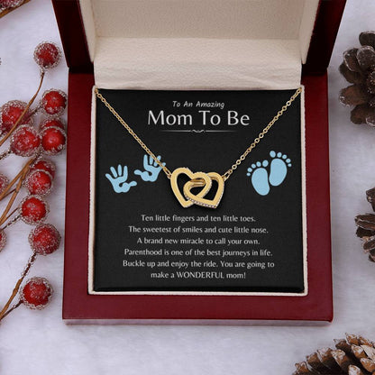 To an Amazing Mom To Be - Wonderful Mom To Be - Interlocking Hearts Necklace - Personalize Memories