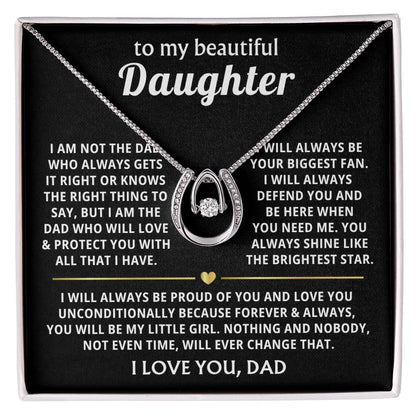 To My Daughter Necklace - Best Surprise Gift for Daughter from Dad for Graduation, Birthday & Christmas - Lucky In Love Necklace - Personalize Memories