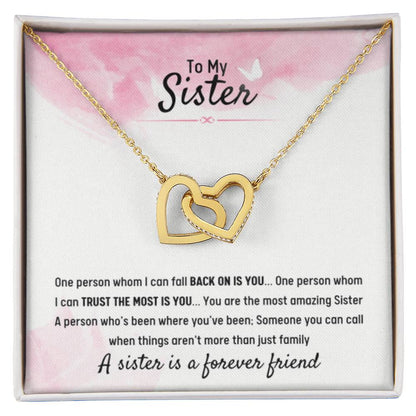 Jewelry Gift for Sister - A sister is a forever friend - Interlocking Hearts Necklace - Personalize Memories