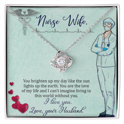 To my nurse wife Gift From Husband - Love Knot Necklace - Personalize Memories