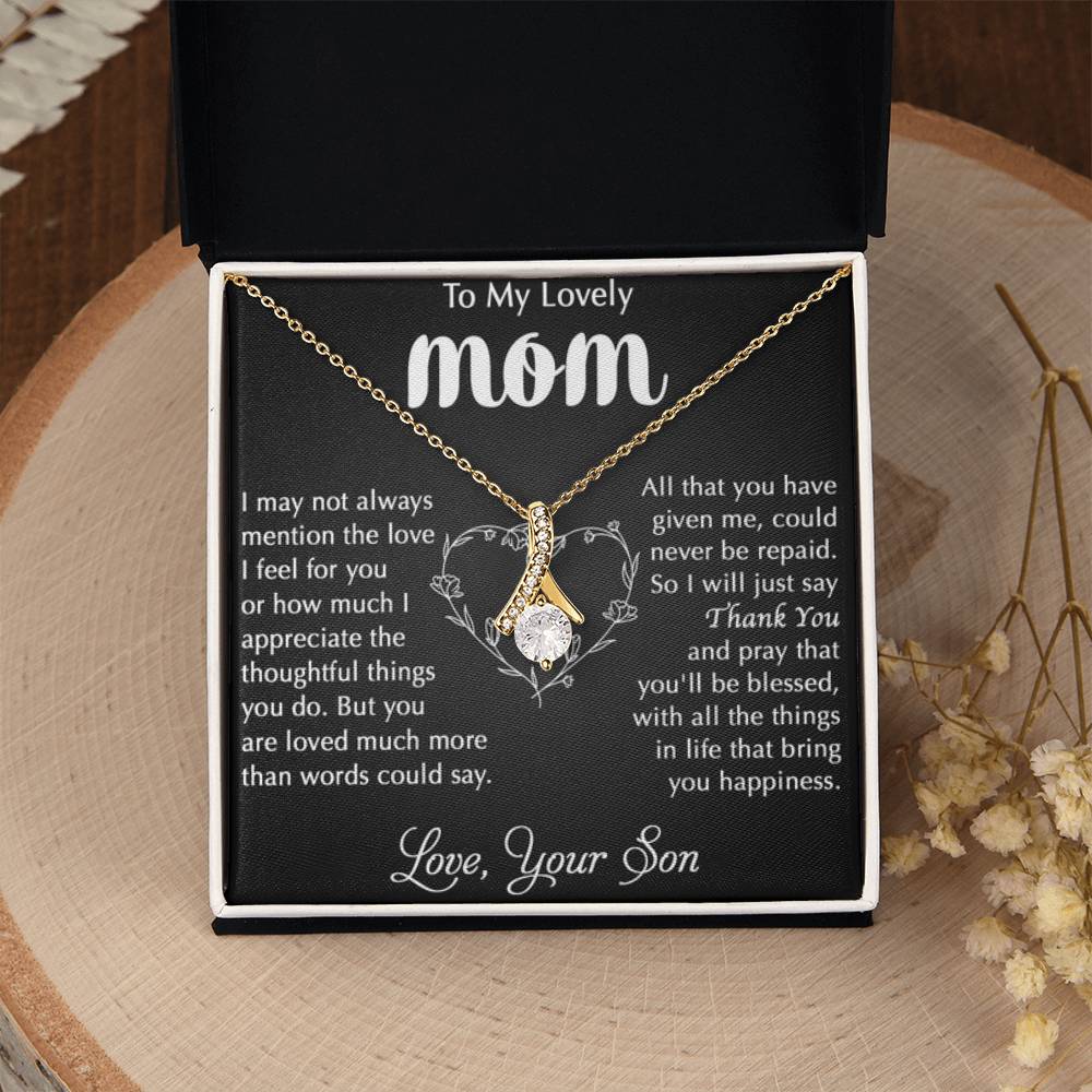To My Lovely Mom - Thank You - Alluring Beauty Necklace - Best Gift For Mom From Son - Personalize Memories