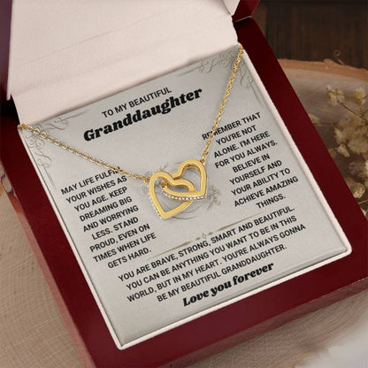 To My Granddaughter Necklace - Birthday Graduation Keepsake for Granddaughter - Interlocking Hearts Necklace - Personalize Memories