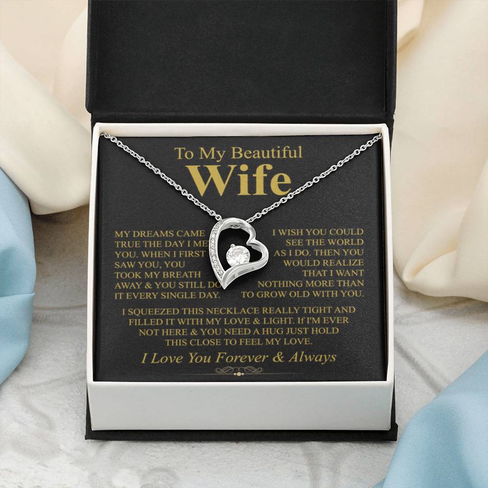 To My Wife Necklace - Heartwarming Gift from Husband for Birthday, Anniversary & Valentine’s Day - Forever Love Necklace - Personalize Memories