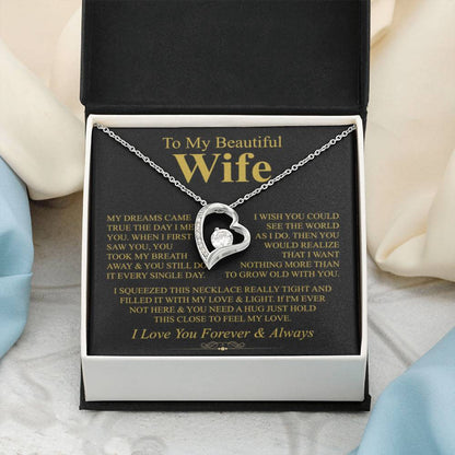 To My Wife Necklace - Heartwarming Gift from Husband for Birthday, Anniversary & Valentine’s Day - Forever Love Necklace - Personalize Memories