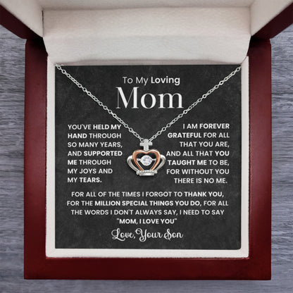 To My Loving Mom Gift from Son - I am forever grateful - Crown Pendant Necklace - Personalize Memories