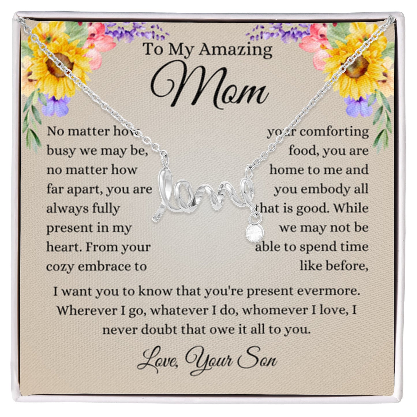 To My Amazing Mom - Mom Gift from Daughter - Amazing Friend - Scripted Love Necklace - Personalize Memories