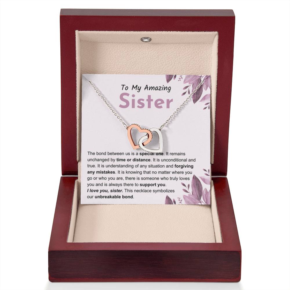 Sentimental Gift for Sister - Interlocking Hearts Necklace - Personalize Memories