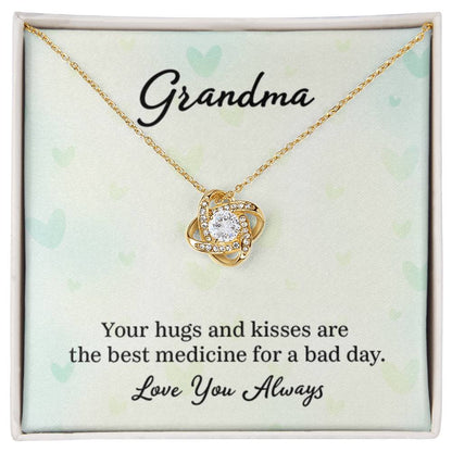 Gift for Grandma - Your Hugs and Kisses Grandma - Love Knot Necklace - Personalize Memories