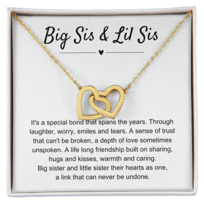 Big Sis & Lil Sis Gift - Interlocking Hearts Necklace - Gift for Sisters - Personalize Memories