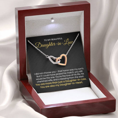 To My Daughter In Law - You are also my Daughter in heart - Interlocking Hearts Necklace - Personalize Memories