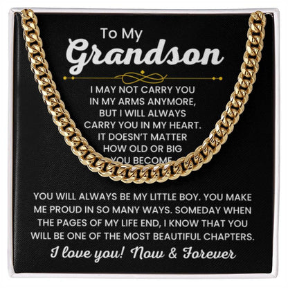 To My Grandson, Cuban Link Chain Necklace for Grandson, Birthday Gift, Stylish Teen & Young Men Accessory - Personalize Memories