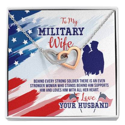To My Military Wife from Husband - Interlocking Hearts Necklace - Personalize Memories