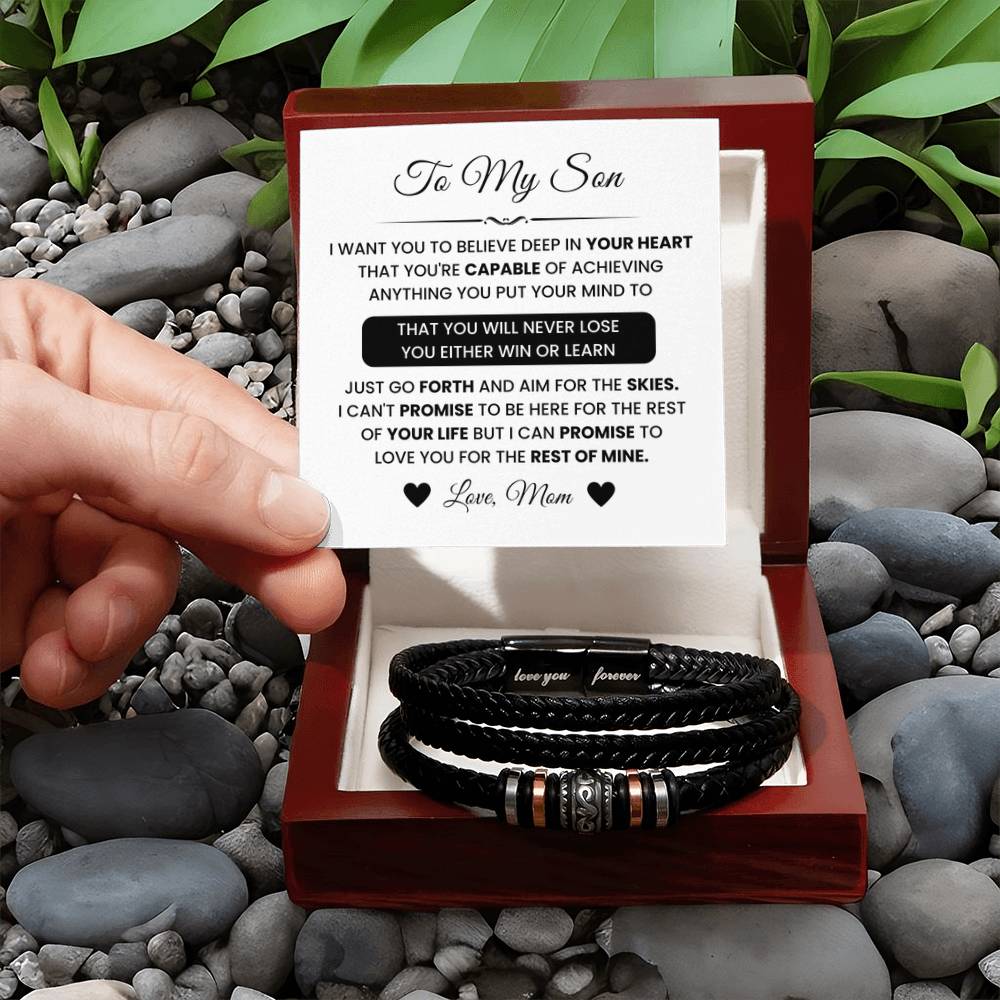 Gift for Son from Mom – Christmas, Graduation – Love You Forever Bracelet - Personalize Memories