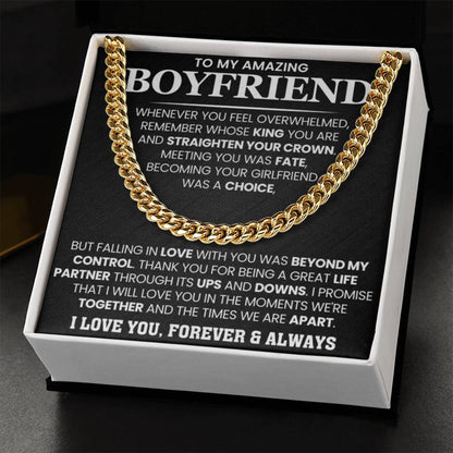 Cuban Link Chain for Boyfriend - Meeting you was fate - Birthday, Anniversary & Christmas Gift for Him - Personalize Memories