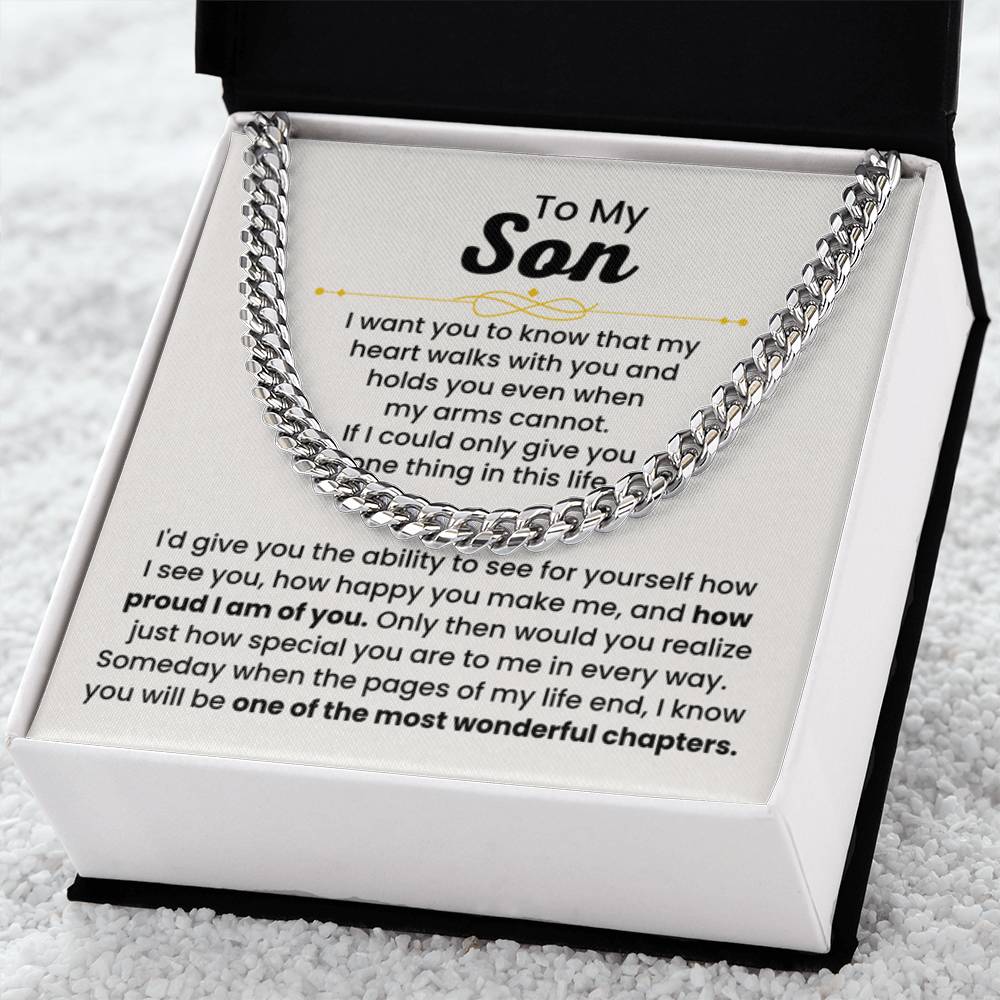 To My Son Necklace – Holiday Gift for Son Graduation – Cuban Link Chain - Personalize Memories