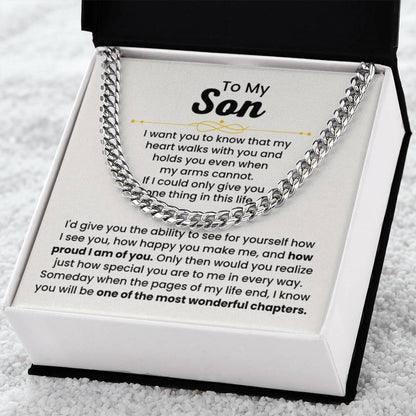 To My Son Necklace – Holiday Gift for Son Graduation – Cuban Link Chain - Personalize Memories