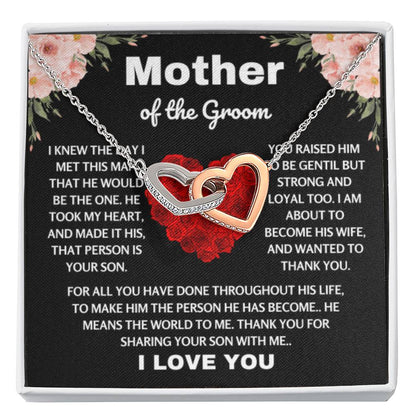 Mother of the Groom Gift - Thank you for sharing your son with me - Interlocking Hearts Necklace - Personalize Memories