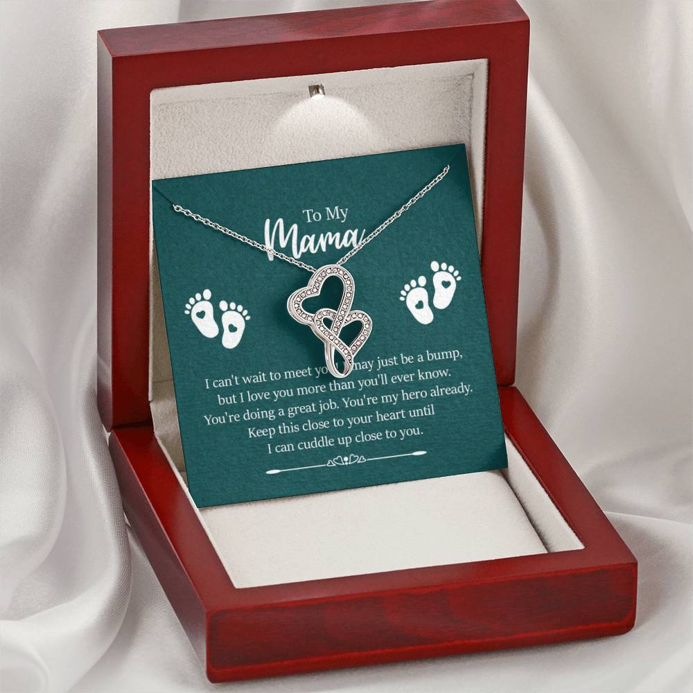 To my mama - I can't wait to meet you New Mom - Heart-to-heart Pendant Necklace - Personalize Memories
