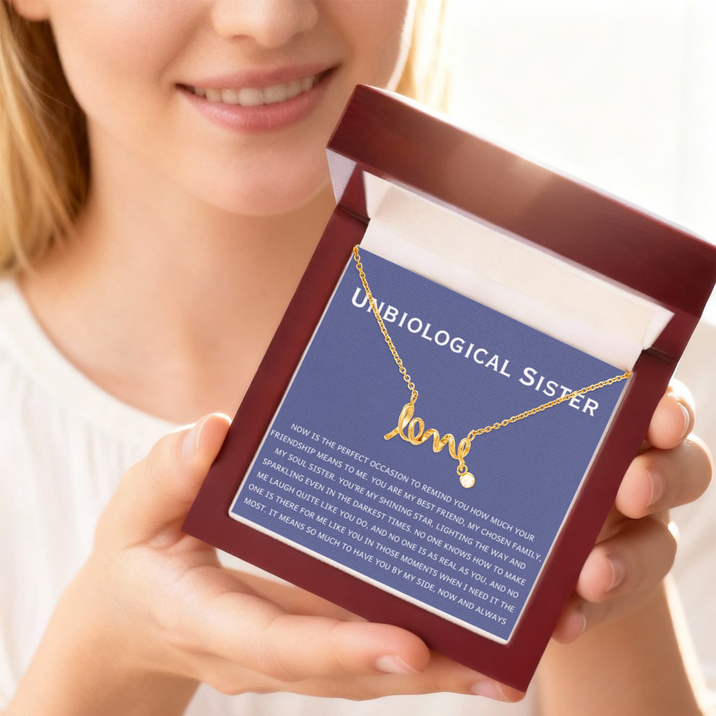 Unbiological Sister Necklace - Gift for Bonus Sister - Scripted Love Necklace - Personalize Memories