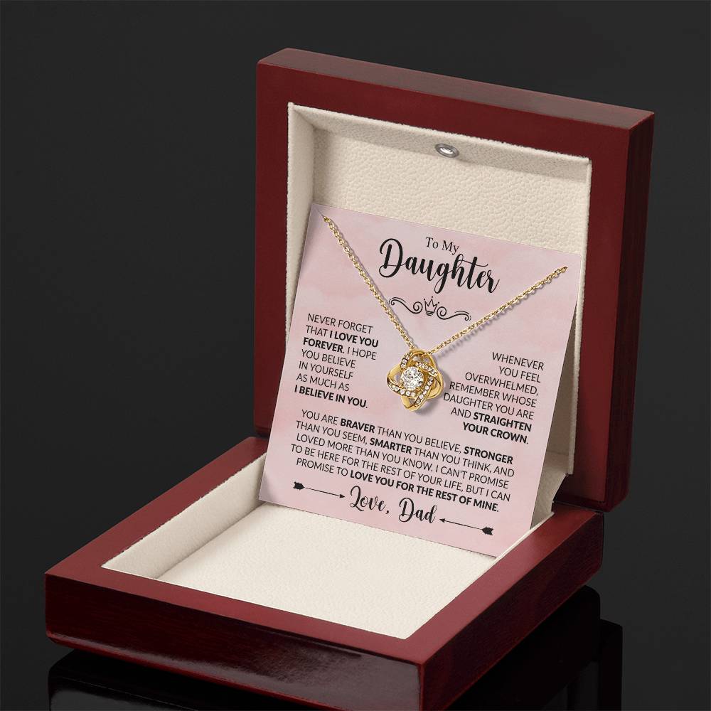 To My Daughter - Never Forget That I Love You - Love Knot Necklace Gift from Dad - Personalize Memories