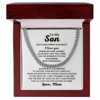 To My Son Necklace – Gift for Son from Mom – Cuban Link Chain - Personalize Memories