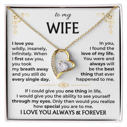 To My Wife Necklace - Sentimental Birthday Gift from Husband, Romantic Jewelry for Valentine’s Day & Holidays - Forever Love Necklace - Personalize Memories