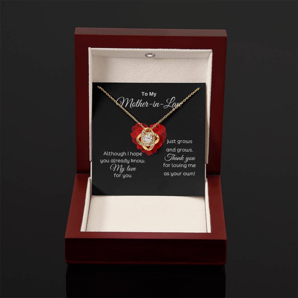 To My Mother In Law - Thank you for loving me as your own - Love Knot Necklace - Personalize Memories