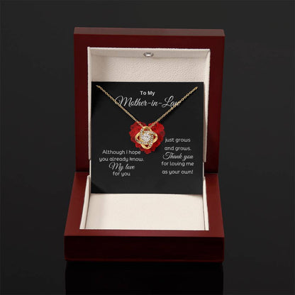 To My Mother In Law - Thank you for loving me as your own - Love Knot Necklace - Personalize Memories