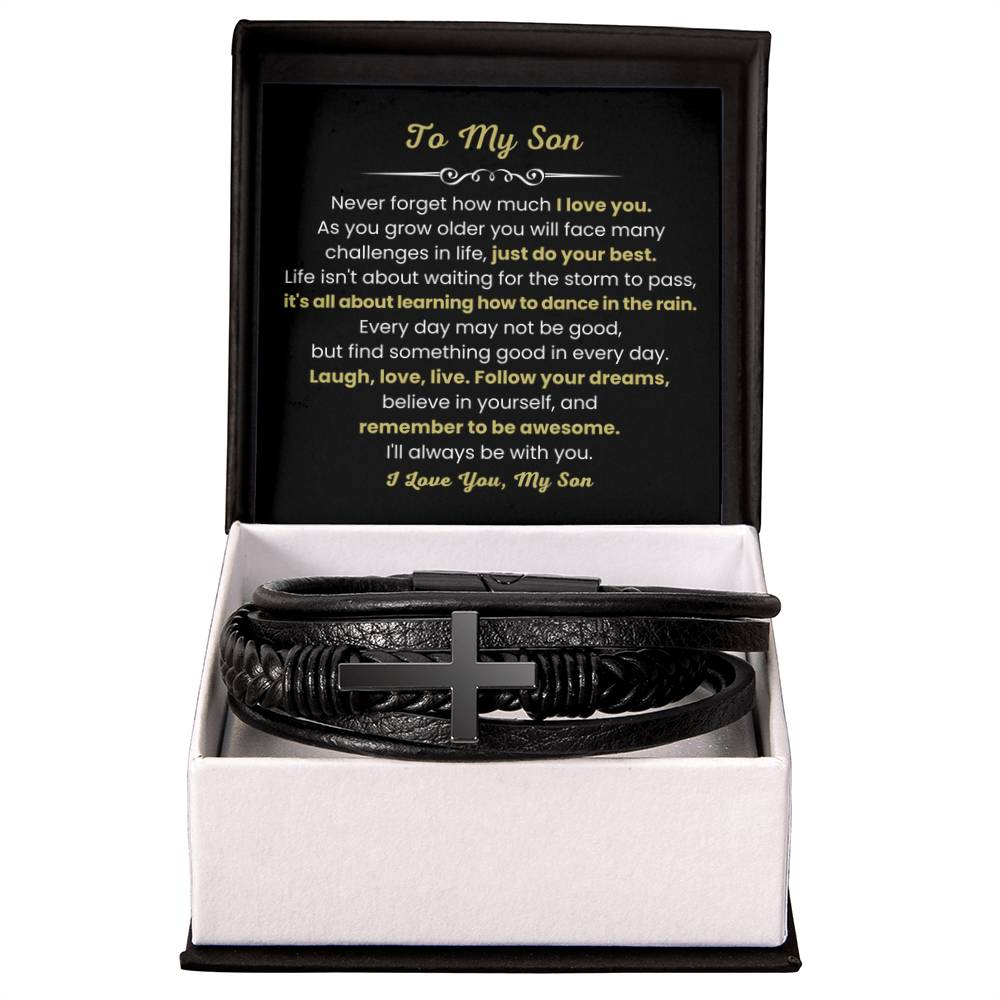 Best Gift for Son – Birthday, Graduation, Christmas – Men’s Cross Bracelet - Personalize Memories