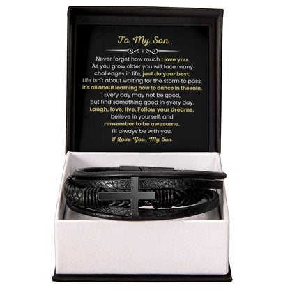 Best Gift for Son – Birthday, Graduation, Christmas – Men’s Cross Bracelet - Personalize Memories