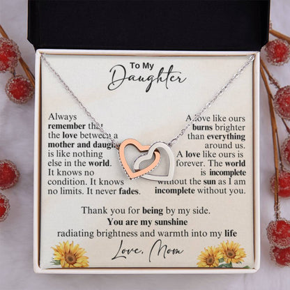 Beautiful Gift for Daughter from Mom - You're my sunshine - Interlocking Hearts Necklace - Personalize Memories