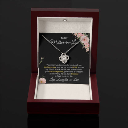 Mother In Law Gift from Daughter In Law - I am blessed to have you in my life - Love Knot Necklace - Personalize Memories