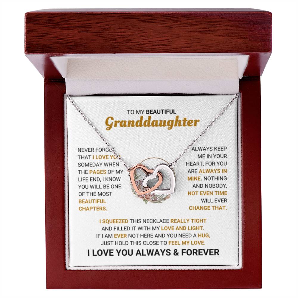To My Granddaughter Necklace – Jewelry Gift for Granddaughter on Graduation & Birthday – Interlocking Hearts Necklace - Personalize Memories