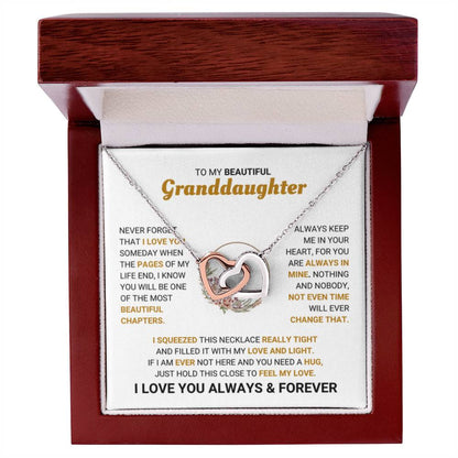 To My Granddaughter Necklace – Jewelry Gift for Granddaughter on Graduation & Birthday – Interlocking Hearts Necklace - Personalize Memories