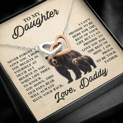 To My Daughter Necklace - Proud Dad to Daughter Jewelry for Birthday, Graduation & Special Celebrations - Interlocking Hearts Necklace - Personalize Memories