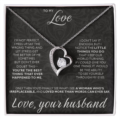 To My Wife Necklace - Romantic Birthday Jewelry Gift from Husband for Valentine’s Day & Long Lasting Memories - Forever Love Necklace - Personalize Memories